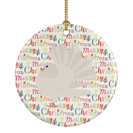 Buy this Silver Fantail Pigeon Christmas Ceramic Ornament