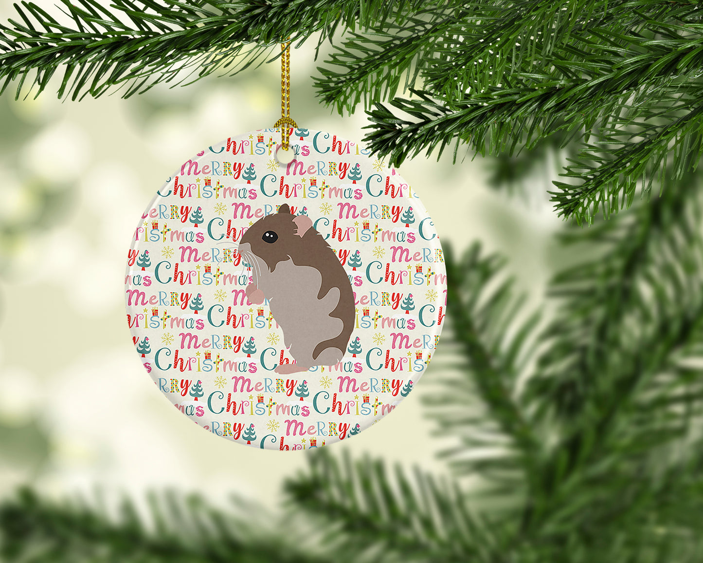 Dwarf Hamster Christmas Ceramic Ornament