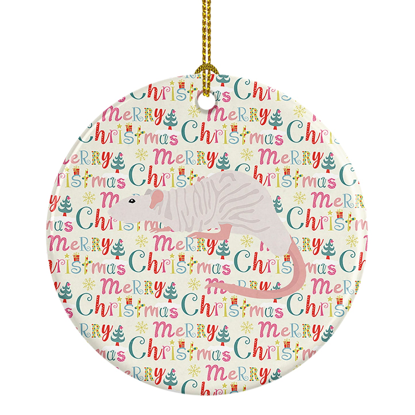 Buy this Dumbo Sphynx Rat Christmas Ceramic Ornament