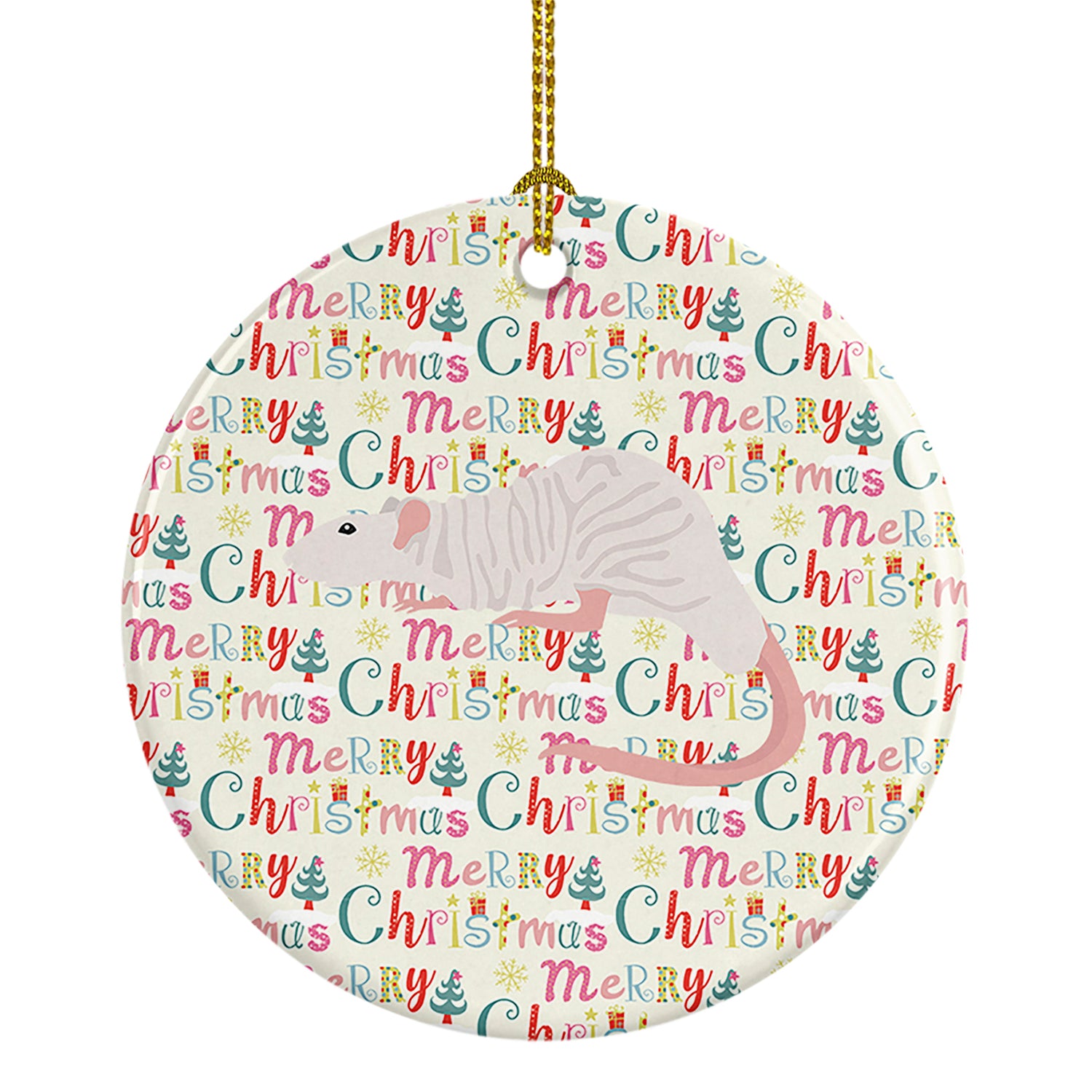 Buy this Dumbo Sphynx Rat Christmas Ceramic Ornament