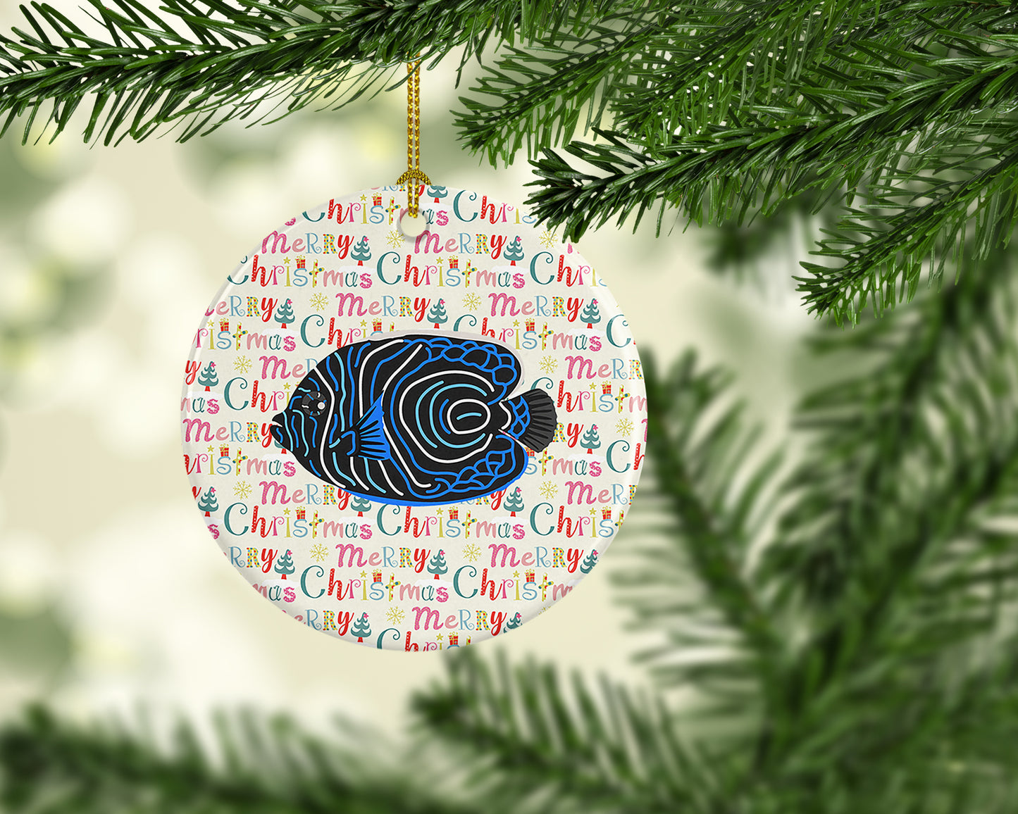 Emperor Angelfish Christmas Ceramic Ornament