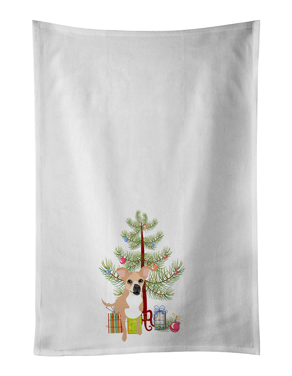 Buy this Chihuahua Gold and White Christmas Kitchen Towel Set of 2
