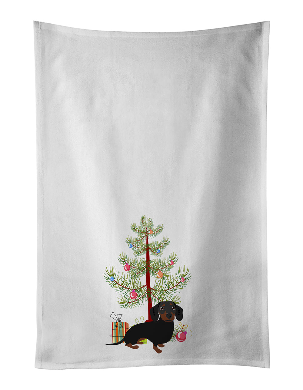 Buy this Dachshund Black and Tan #1 Christmas Kitchen Towel Set of 2