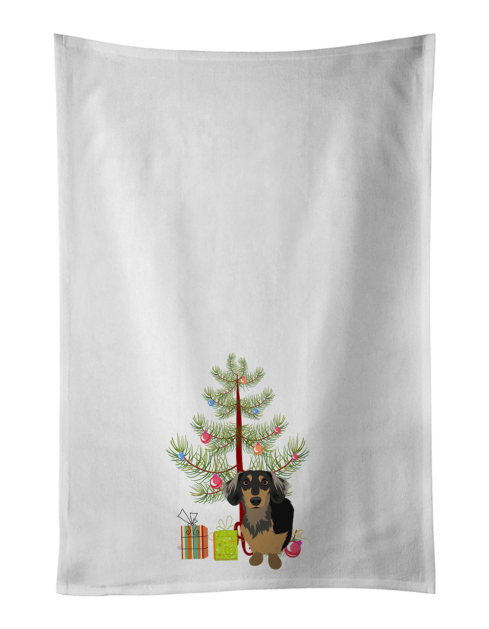 Buy this Dachshund Black and Tan #4 Christmas Kitchen Towel Set of 2