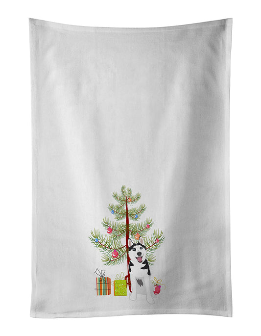 Buy this Siberian Husky Black and White #2 Christmas Kitchen Towel Set of 2