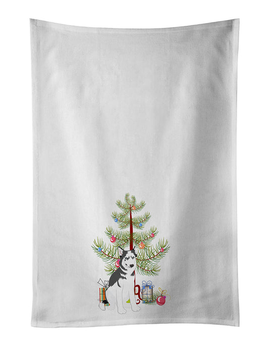 Buy this Siberian Husky Silver and White #2 Christmas Kitchen Towel Set of 2