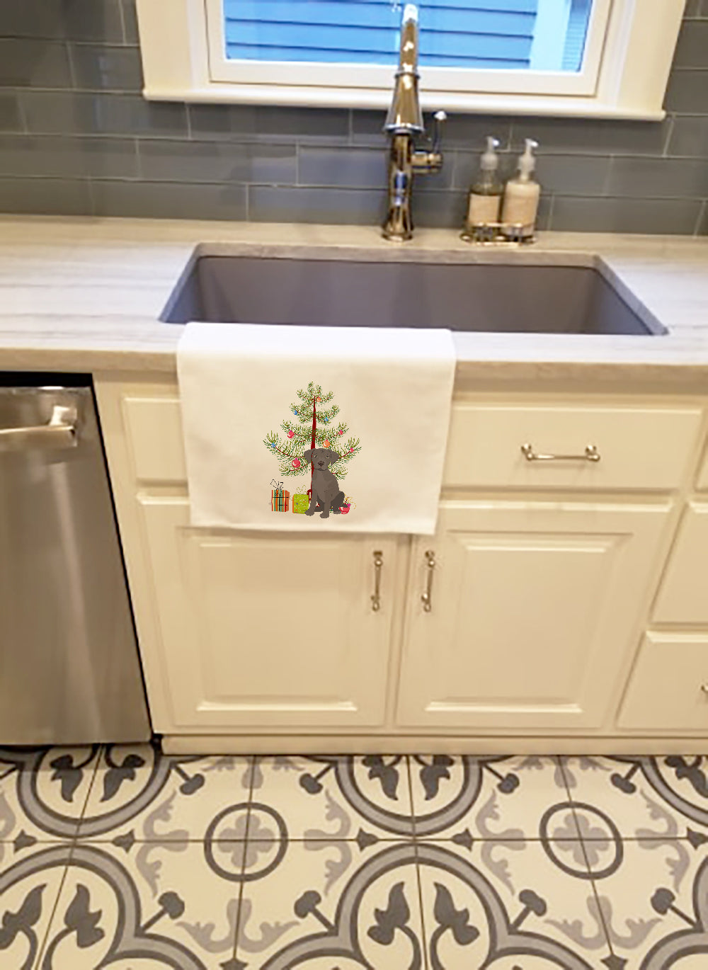 Labrador Retriever Gray Puppy Christmas Kitchen Towel Set of 2