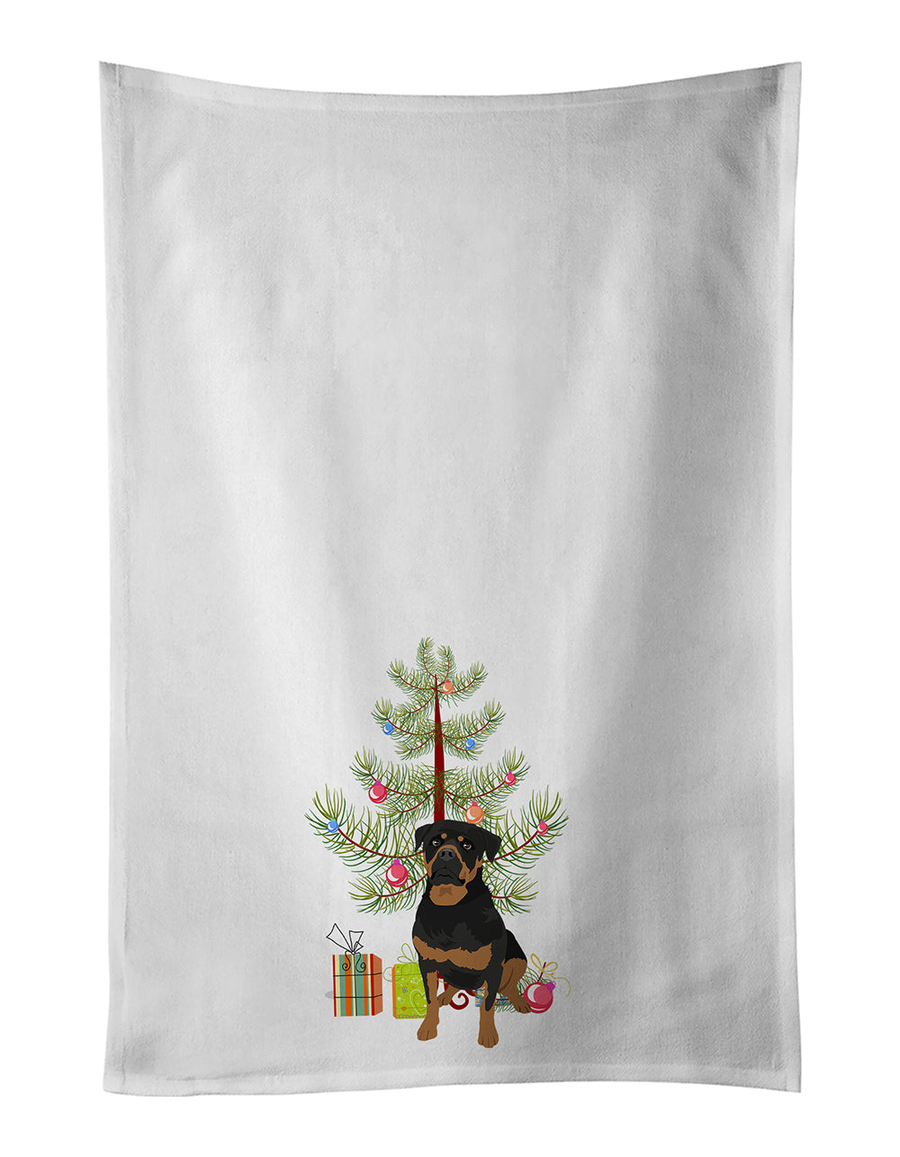 Buy this Rottweiler Black and Mahogany Christmas Kitchen Towel Set of 2