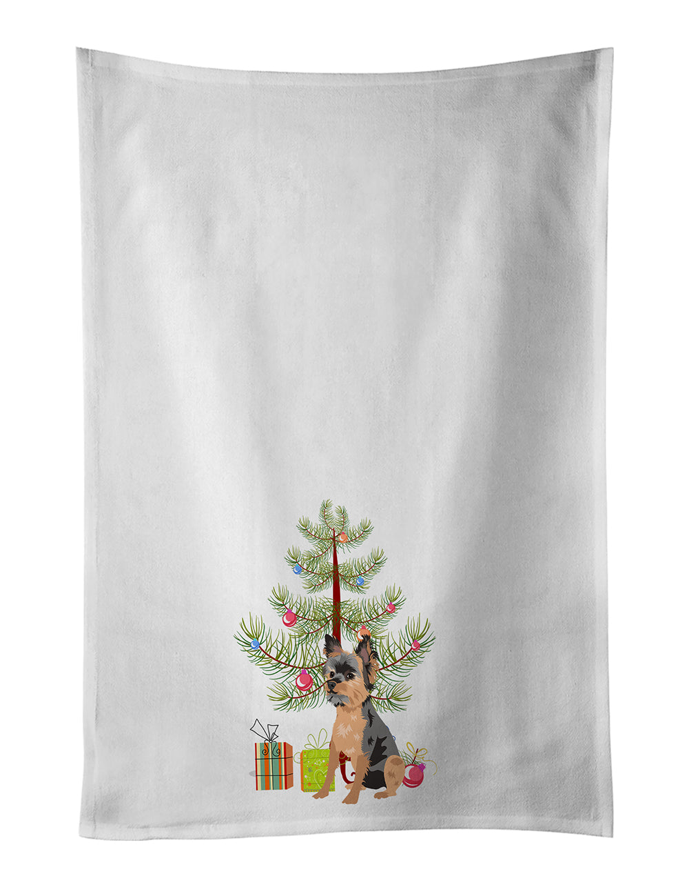 Buy this Yorkie Black and Gold #2 Christmas Kitchen Towel Set of 2