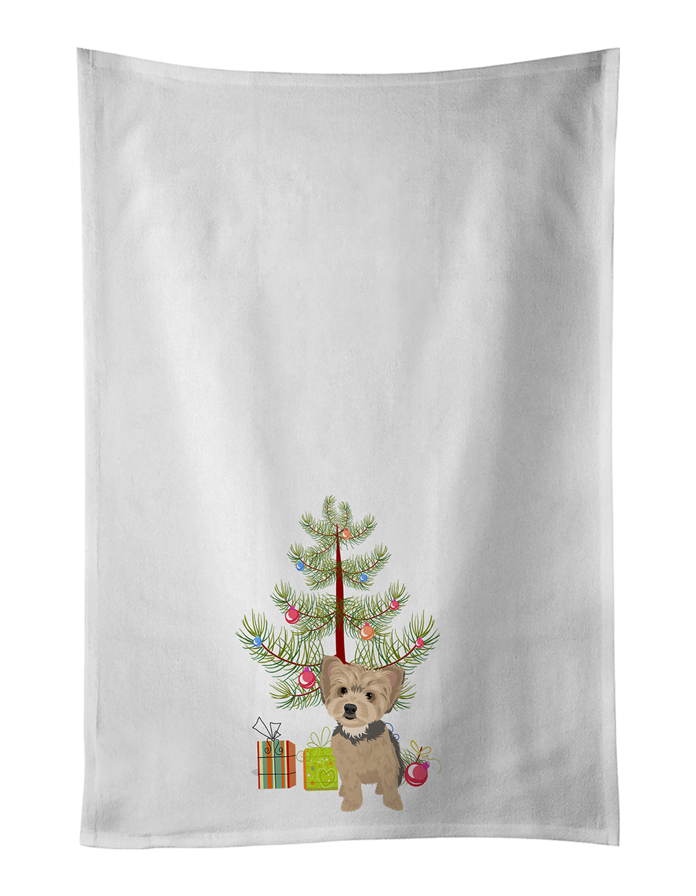 Buy this Yorkie Blue and Tan Puppy Christmas Kitchen Towel Set of 2