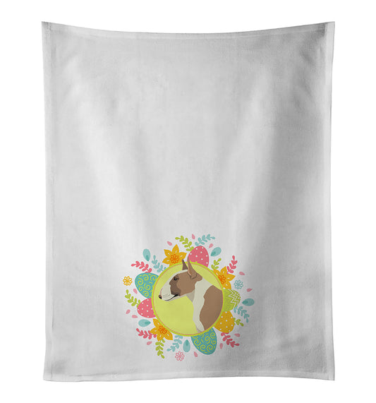 Buy this Fawn and White Bull Terrier Easter Kitchen Towel Set of 2