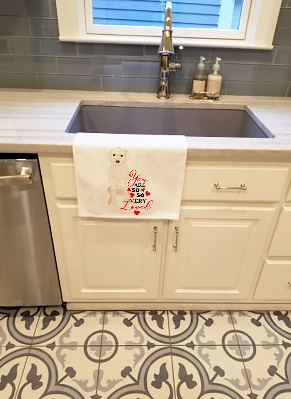 Doodle Cream #2 so Loved Kitchen Towel Set of 2