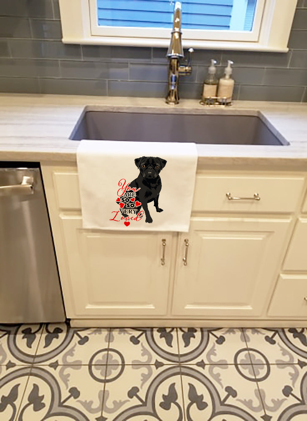 Pug Black #2 so Loved Kitchen Towel Set of 2