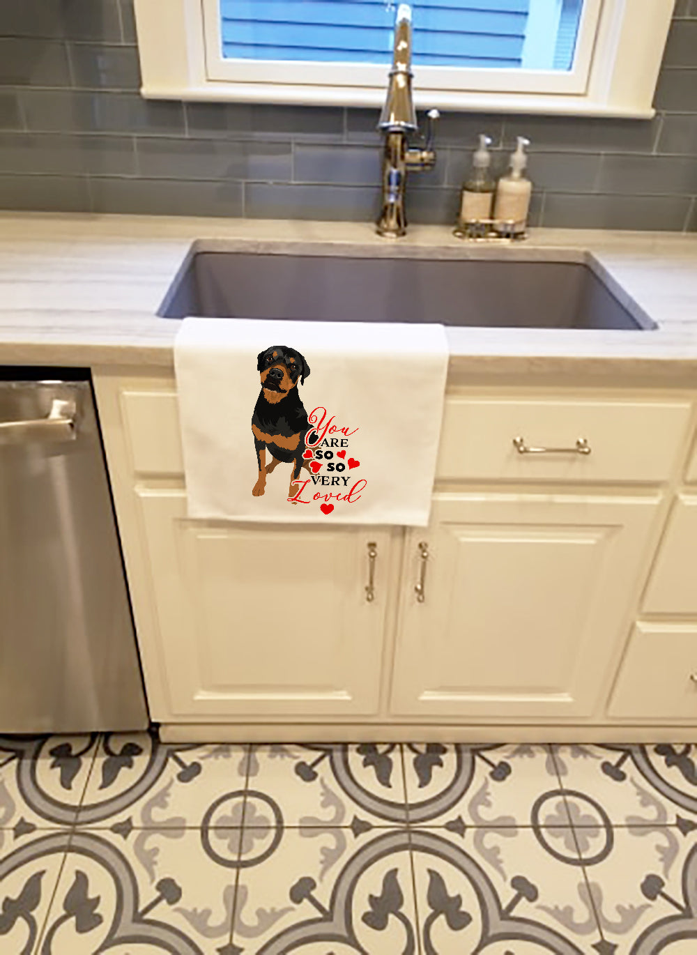 Rottweiler Black and Rust so Loved Kitchen Towel Set of 2