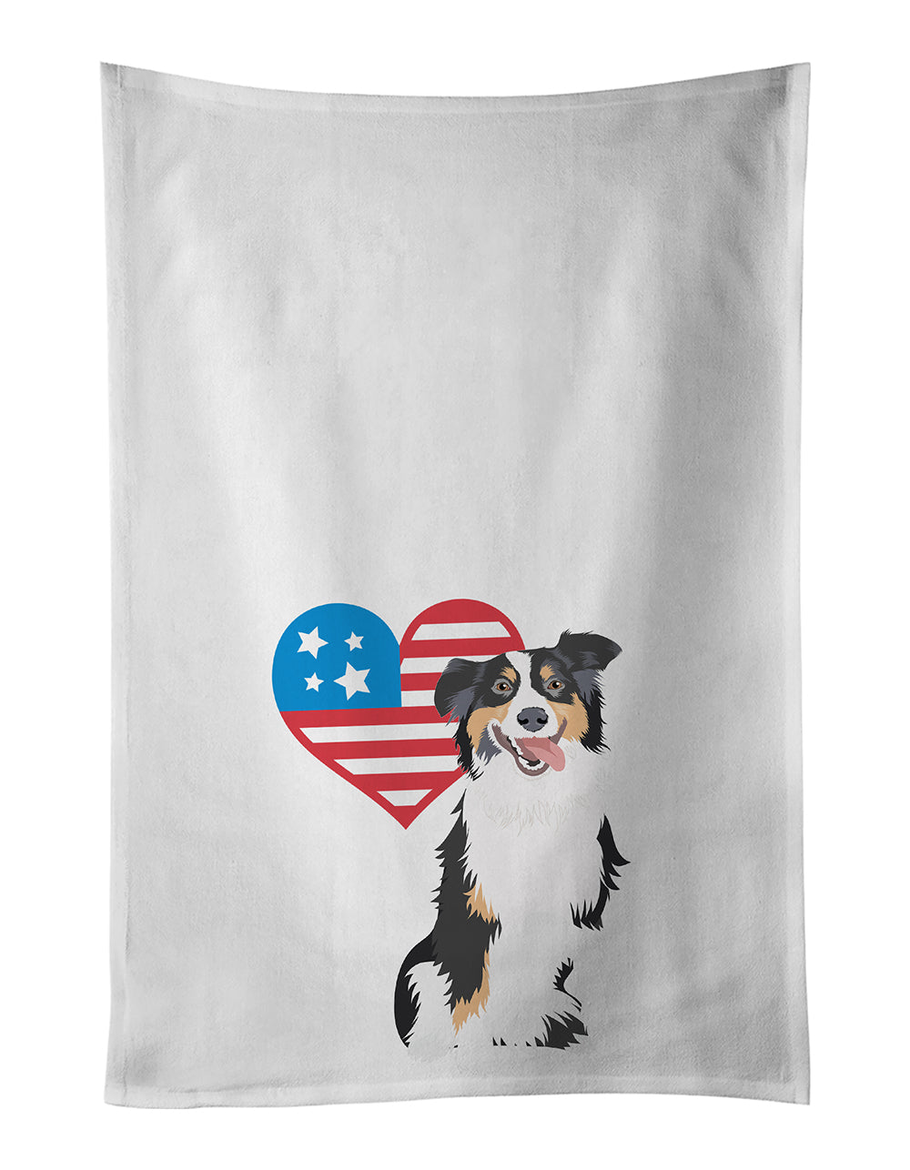 Buy this Australian Shepherd Black Tricolor #2 Patriotic Kitchen Towel Set of 2