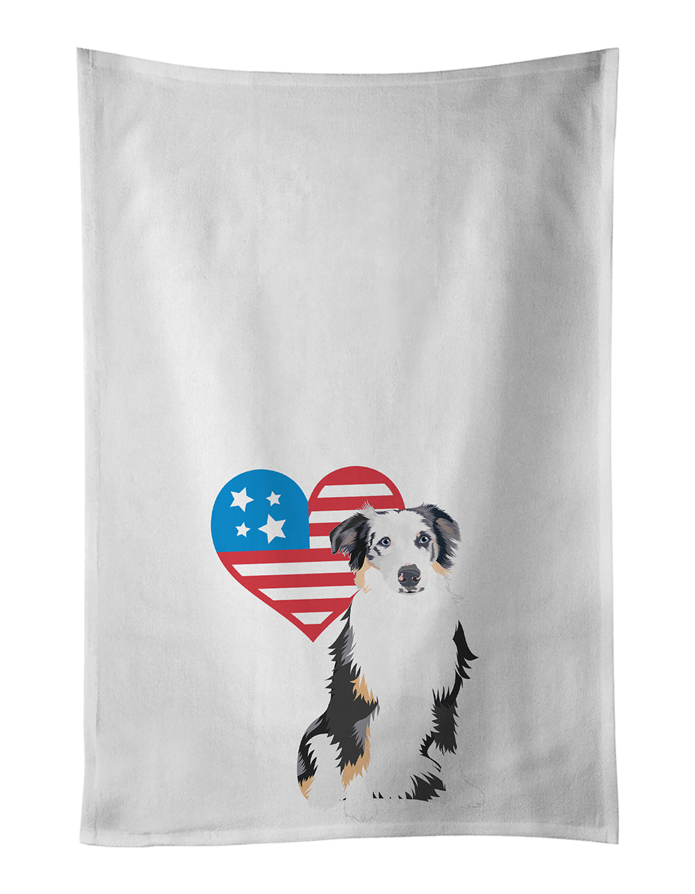 Buy this Australian Shepherd Blue Merle #1 Patriotic Kitchen Towel Set of 2