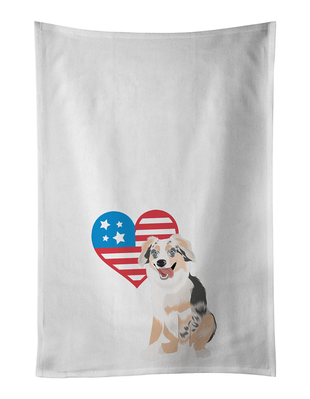 Buy this Australian Shepherd Blue Merle Puppy #1 Patriotic Kitchen Towel Set of 2