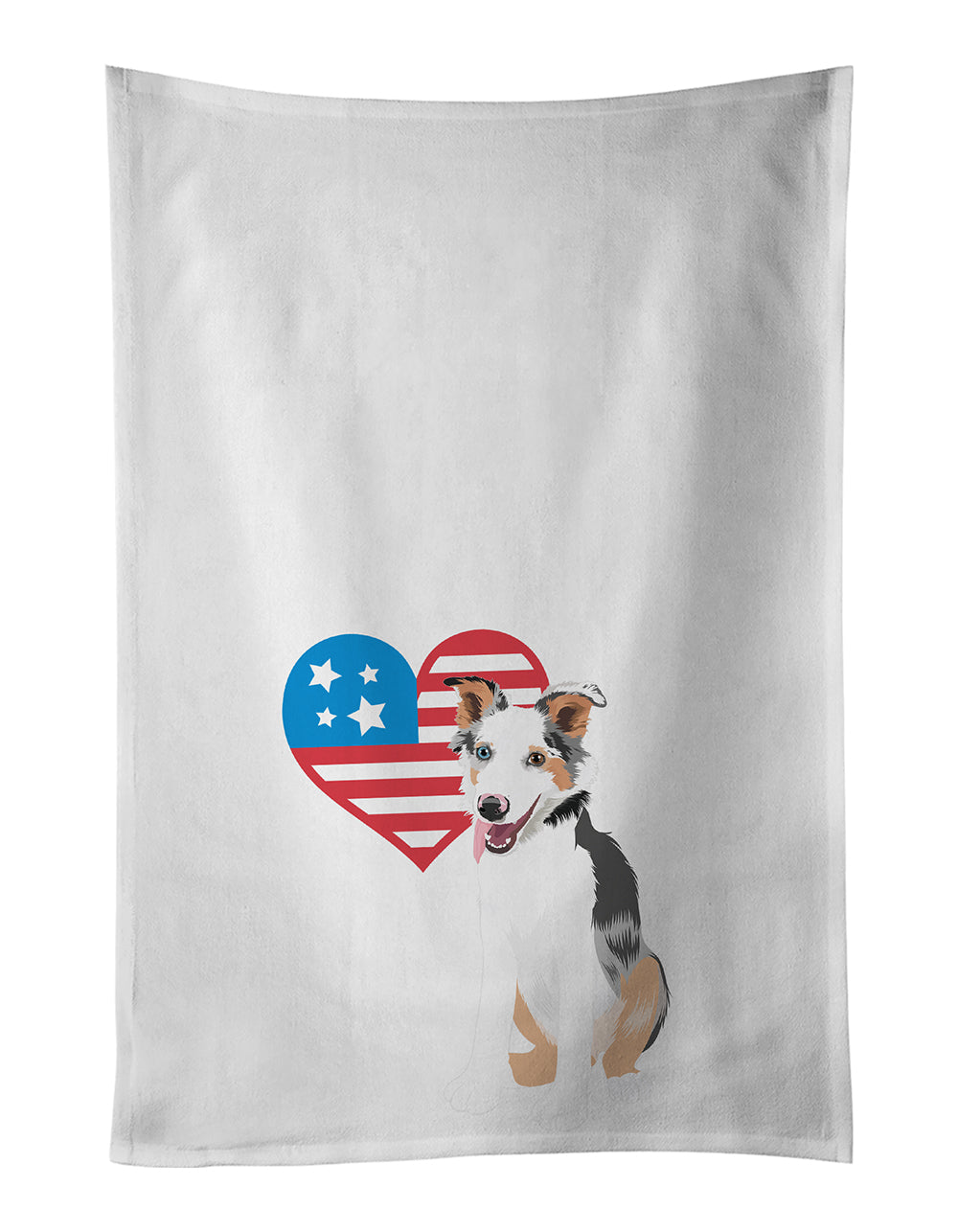 Buy this Australian Shepherd Blue Merle Puppy #2 Patriotic Kitchen Towel Set of 2