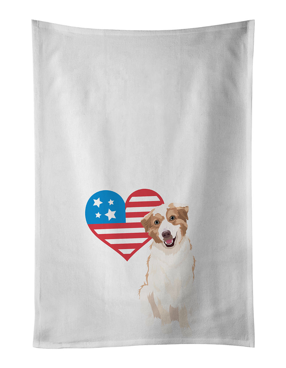 Buy this Australian Shepherd Red and White #1 Patriotic Kitchen Towel Set of 2