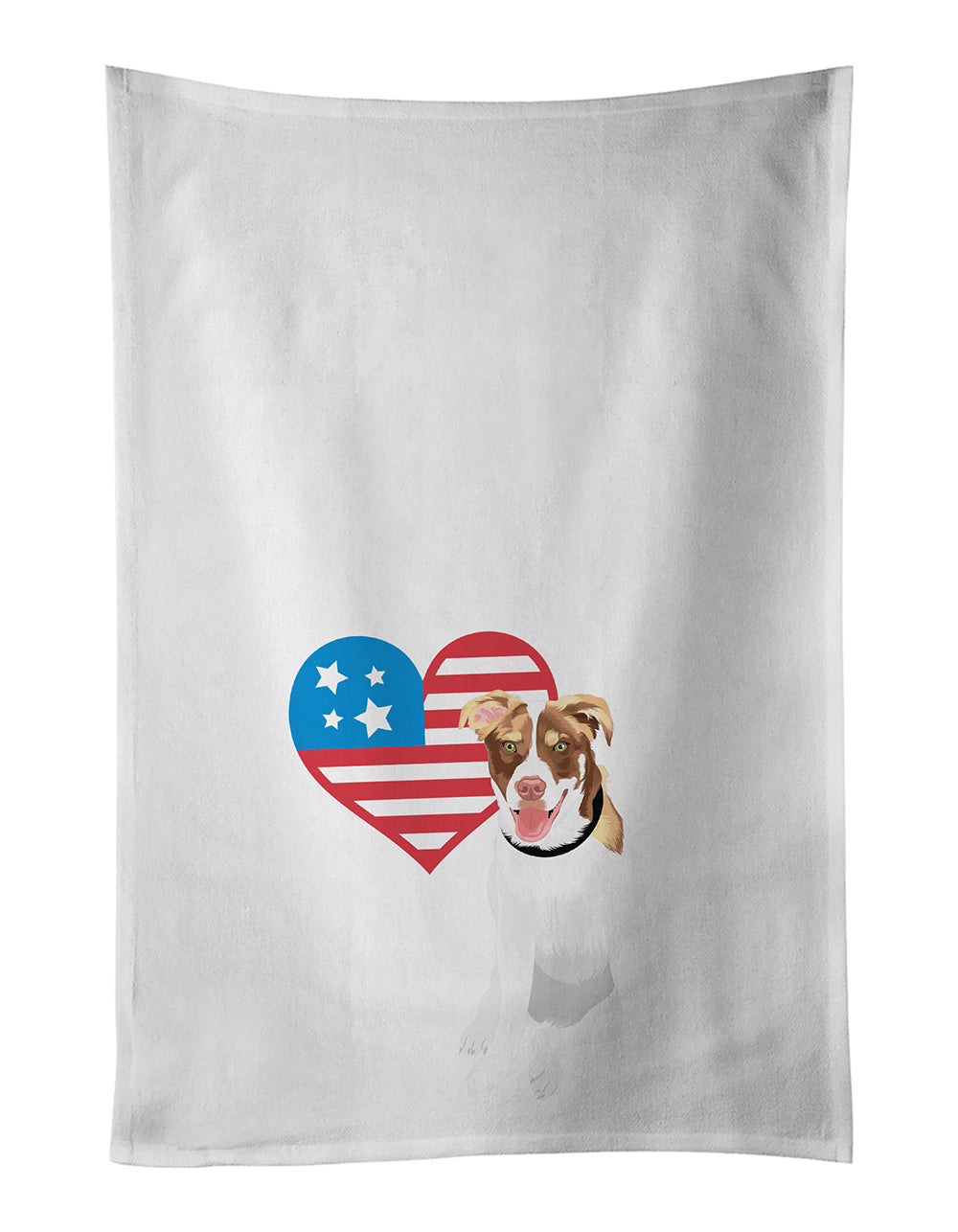 Buy this Australian Shepherd Red and White #2 Patriotic Kitchen Towel Set of 2