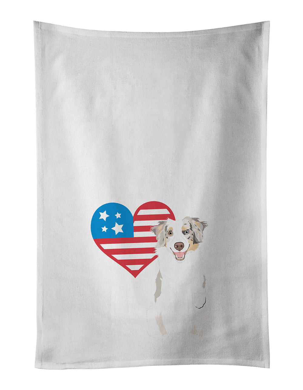 Buy this Australian Shepherd Red Merle Tricolor #1 Patriotic Kitchen Towel Set of 2