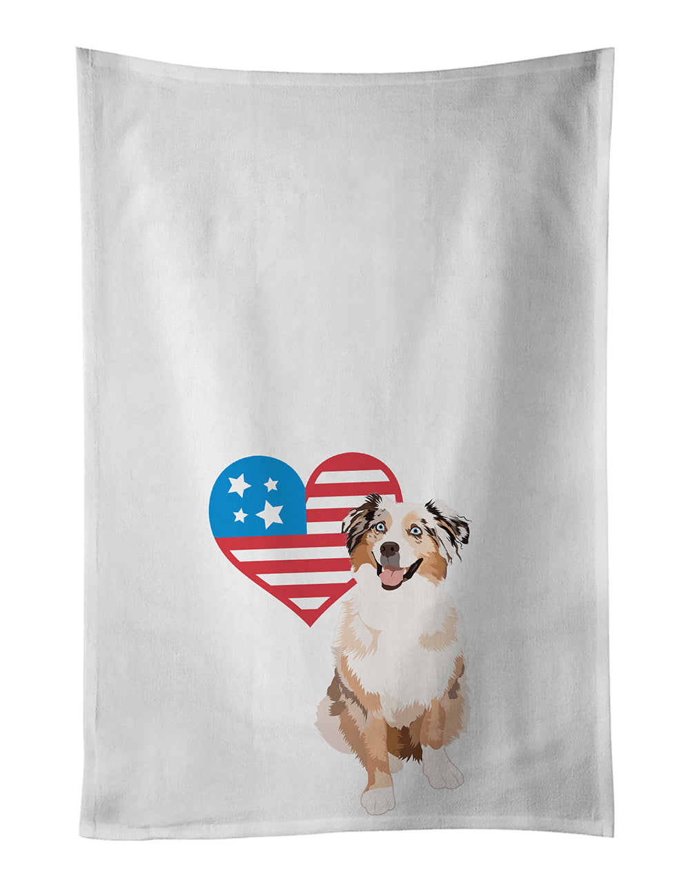 Buy this Australian Shepherd Red Merle Tricolor #2 Patriotic Kitchen Towel Set of 2