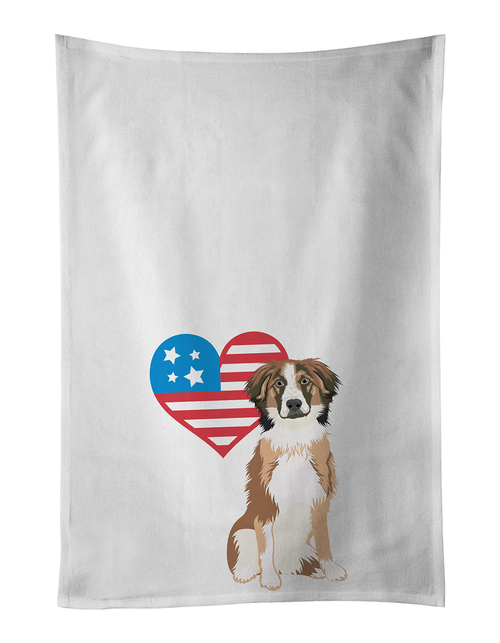 Buy this Australian Shepherd Red Tricolor #1 Patriotic Kitchen Towel Set of 2