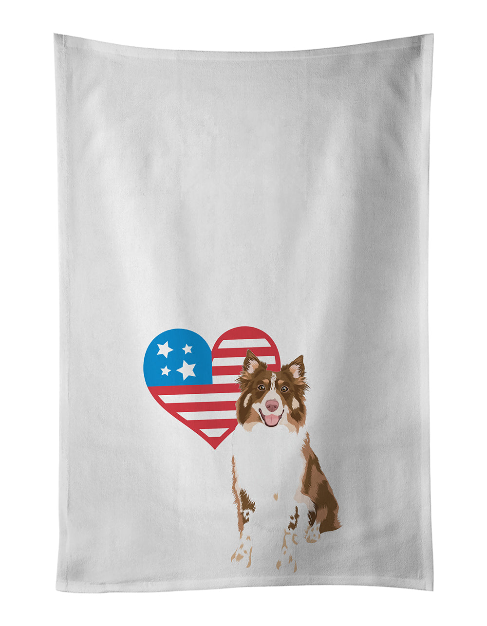 Buy this Australian Shepherd Red Tricolor #2 Patriotic Kitchen Towel Set of 2