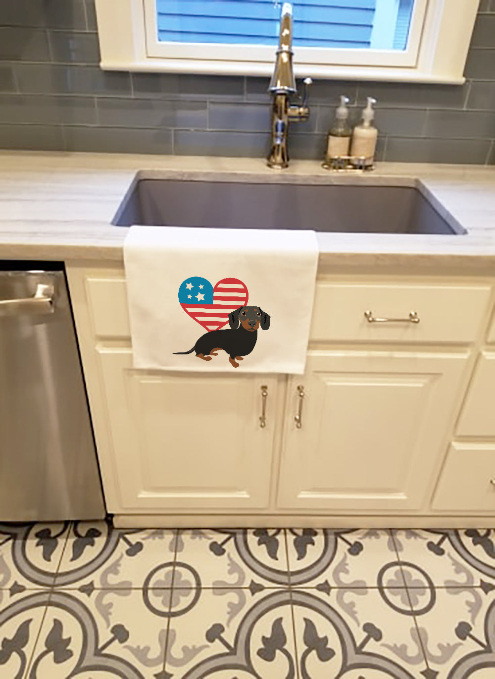 Dachshund Black and Tan #1Patriotic Kitchen Towel Set of 2