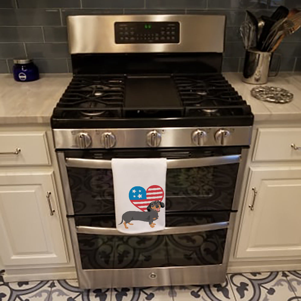 Dachshund Black and Tan #3 Patriotic Kitchen Towel Set of 2