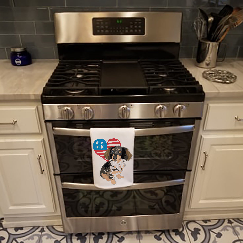 Dachshund Dapple #1 Patriotic Kitchen Towel Set of 2