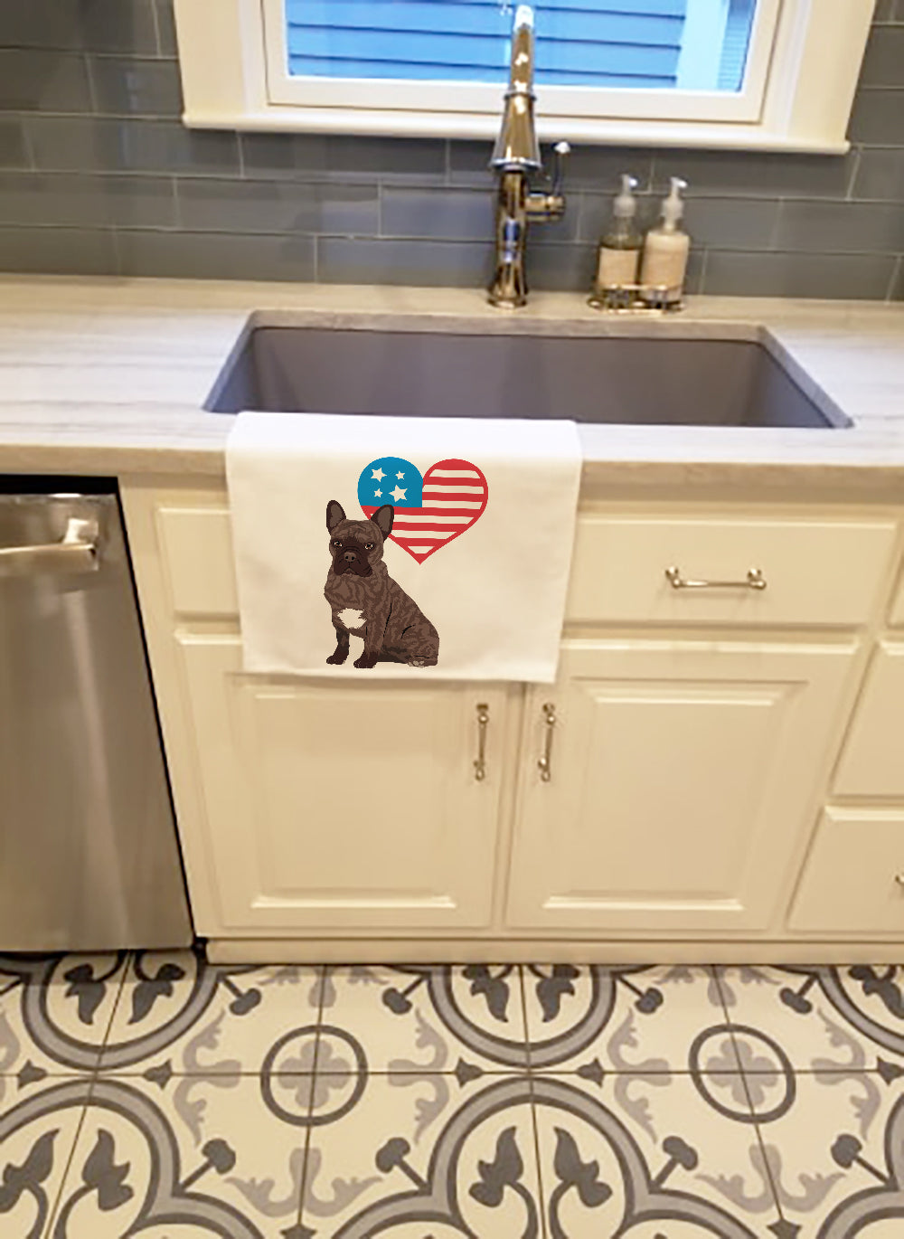 French Bulldog Brindle #1 Patriotic Kitchen Towel Set of 2