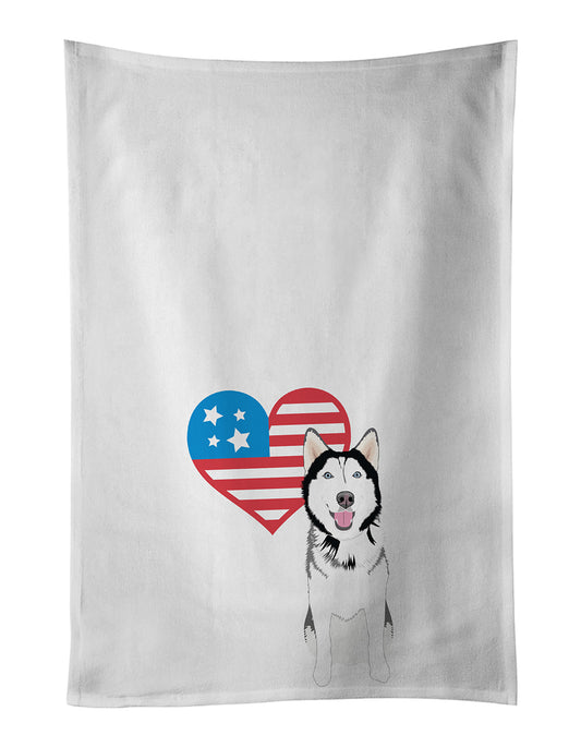 Buy this Siberian Husky Black and White #1 Patriotic Kitchen Towel Set of 2