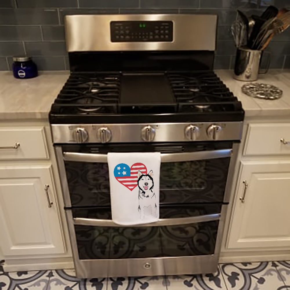 Siberian Husky Black and White #1 Patriotic Kitchen Towel Set of 2