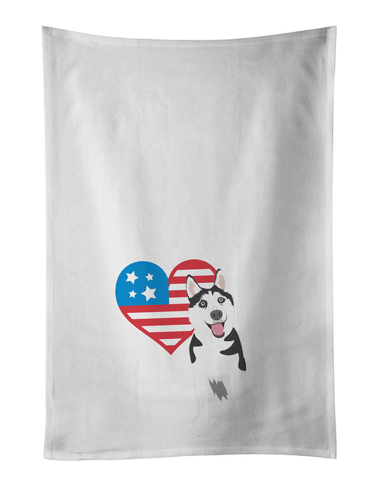 Buy this Siberian Husky Black and White #2 Patriotic Kitchen Towel Set of 2