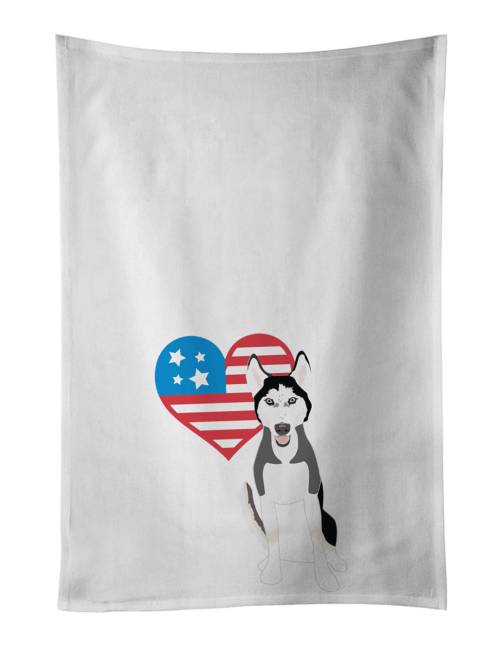 Buy this Siberian Husky Black and White #3 Patriotic Kitchen Towel Set of 2