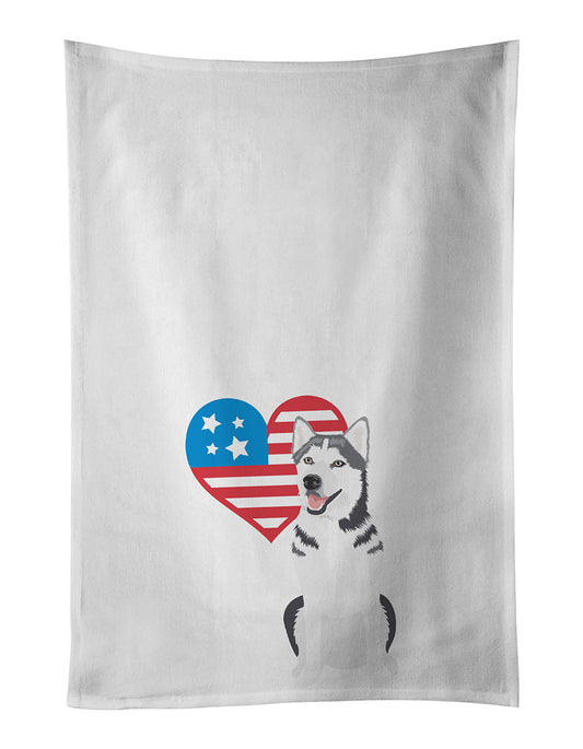 Buy this Siberian Husky Silver and White #1 Patriotic Kitchen Towel Set of 2