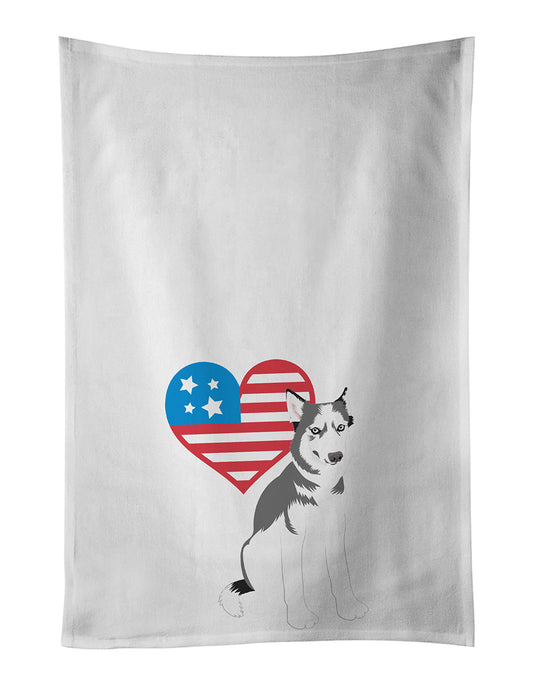 Buy this Siberian Husky Silver and White #2 Patriotic Kitchen Towel Set of 2