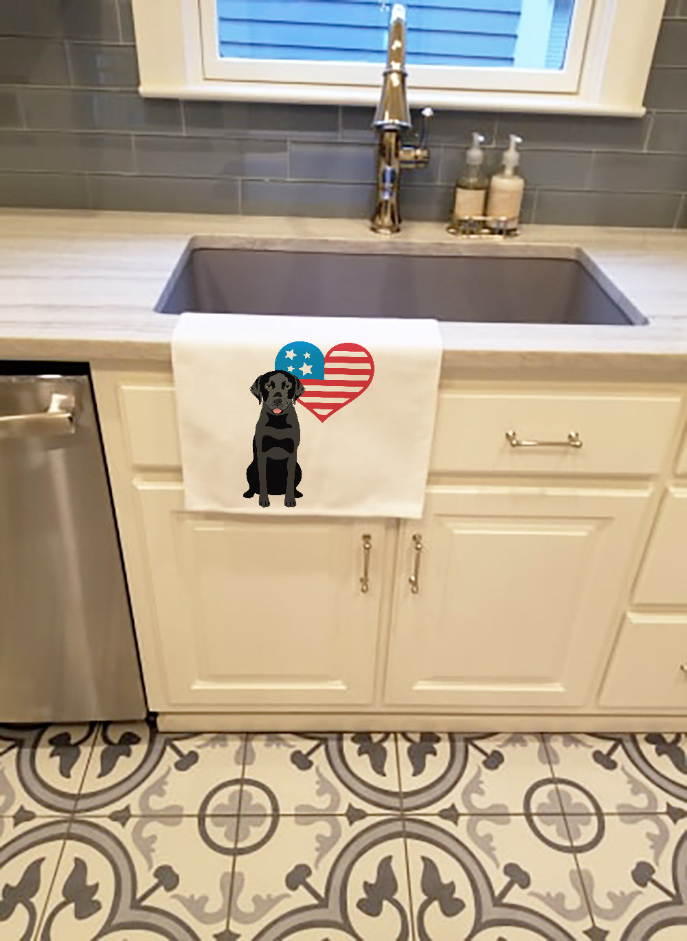 Labrador Retriever Black #3 Patriotic Kitchen Towel Set of 2