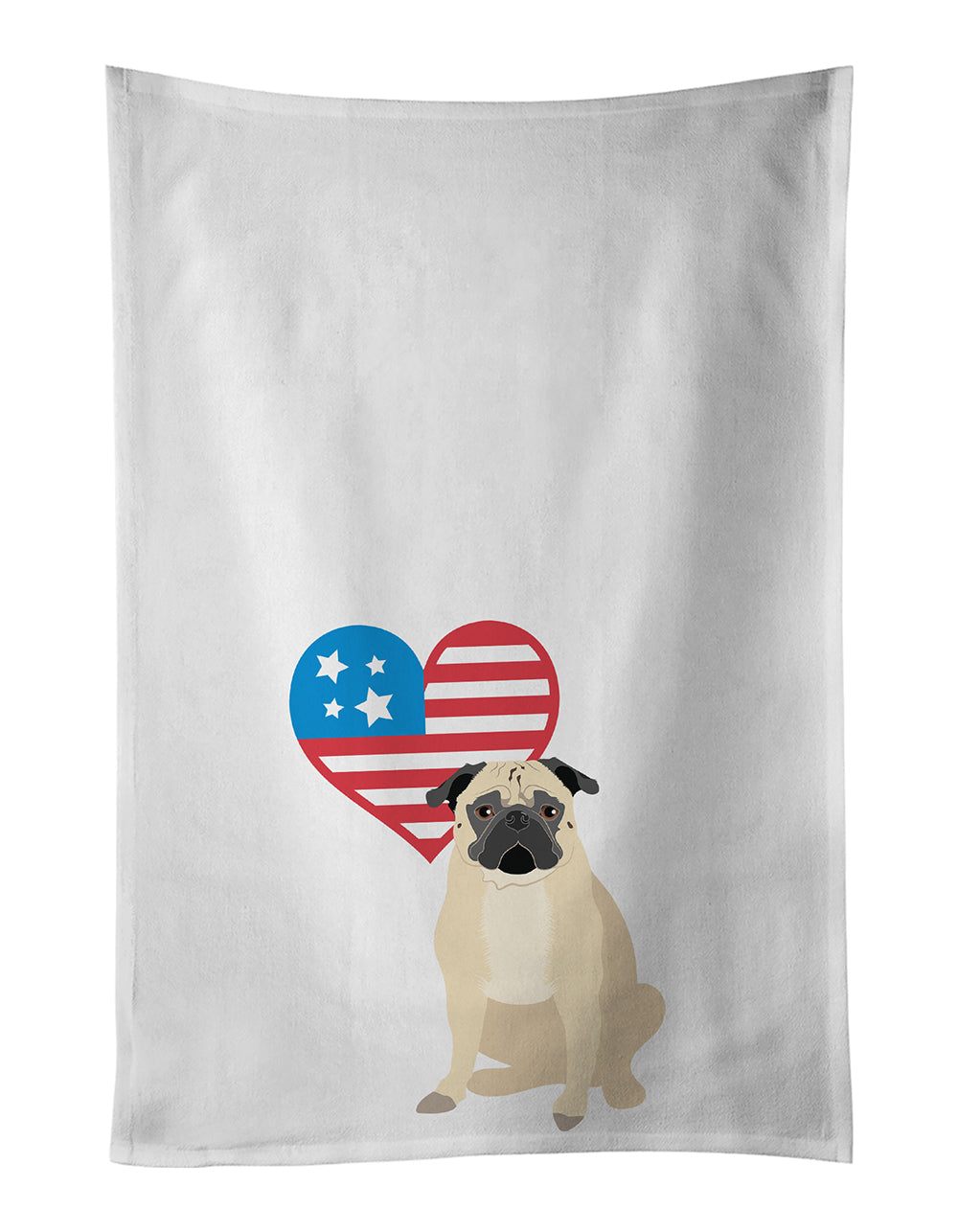 Buy this Pug Fawn #1 Patriotic Kitchen Towel Set of 2