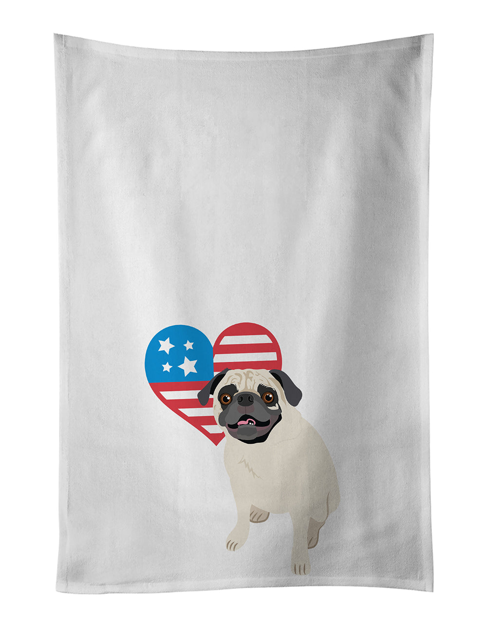 Buy this Pug Fawn #2 Patriotic Kitchen Towel Set of 2