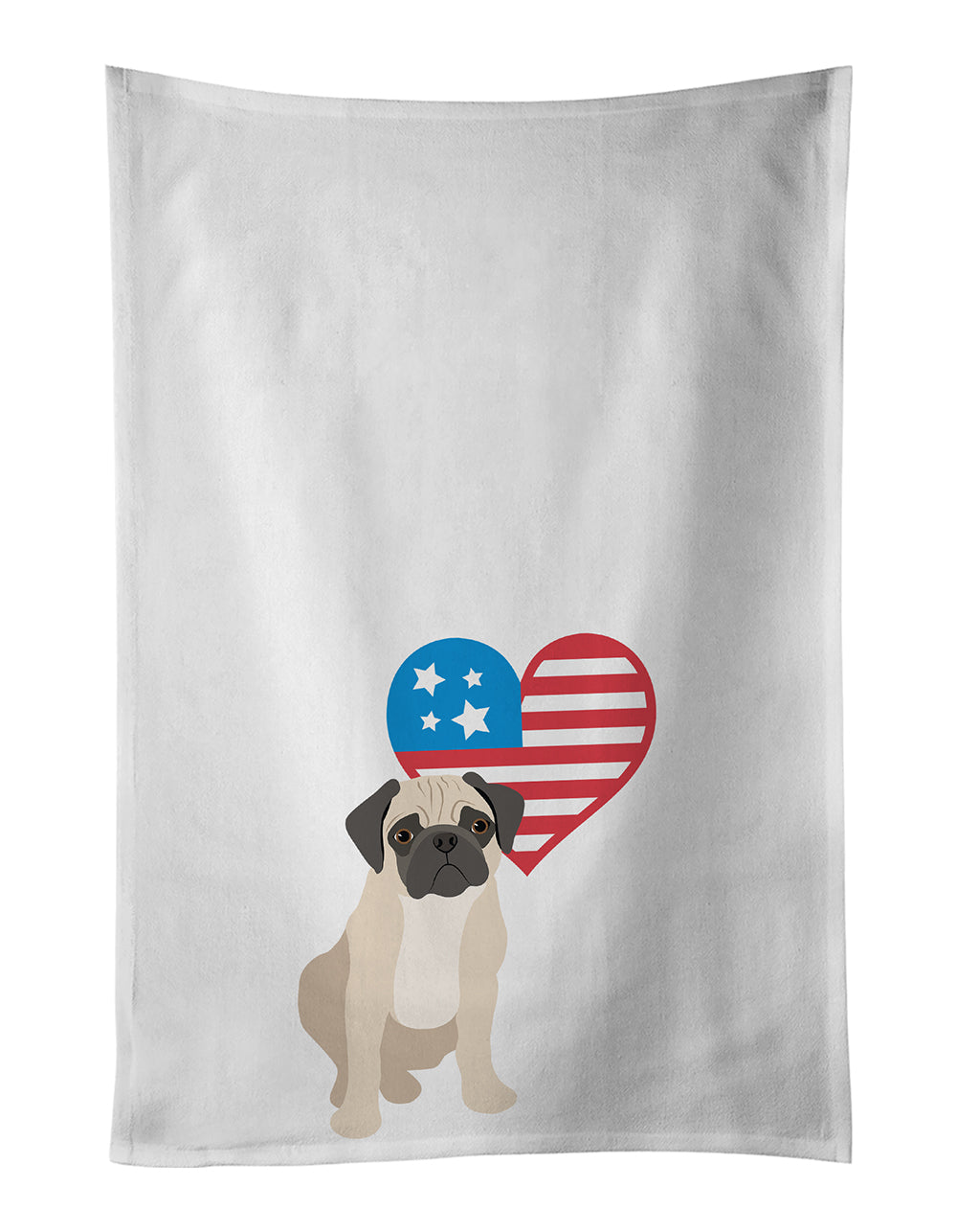 Buy this Pug Fawn #3 Patriotic Kitchen Towel Set of 2