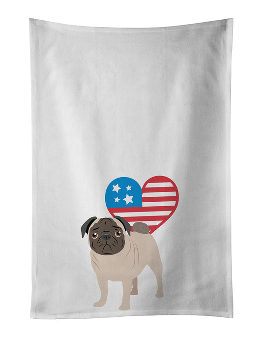 Buy this Pug Fawn #4 Patriotic Kitchen Towel Set of 2