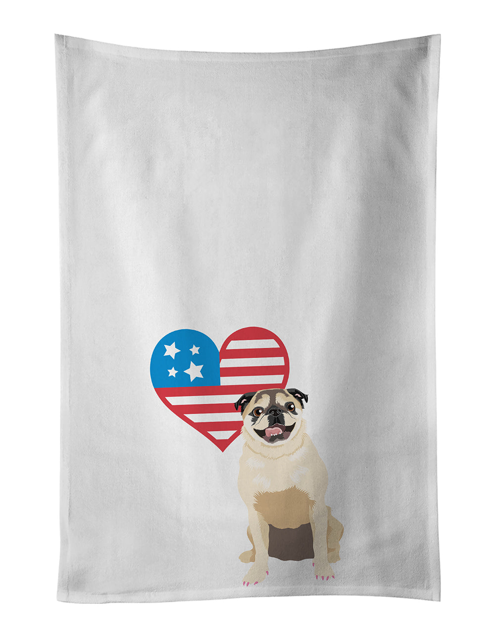 Buy this Pug Fawn #5 Patriotic Kitchen Towel Set of 2