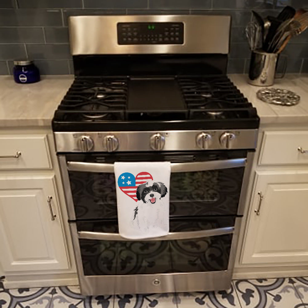 Shih-Tzu Black and White #3 Patriotic Kitchen Towel Set of 2