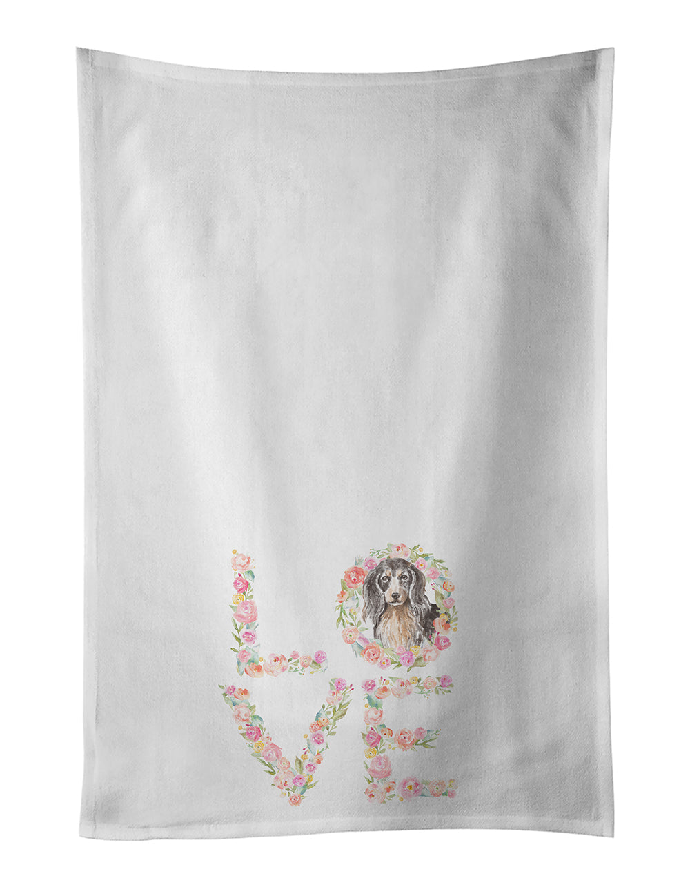 Buy this Dachshund Longhair Black Tan LOVE Kitchen Towel Set of 2