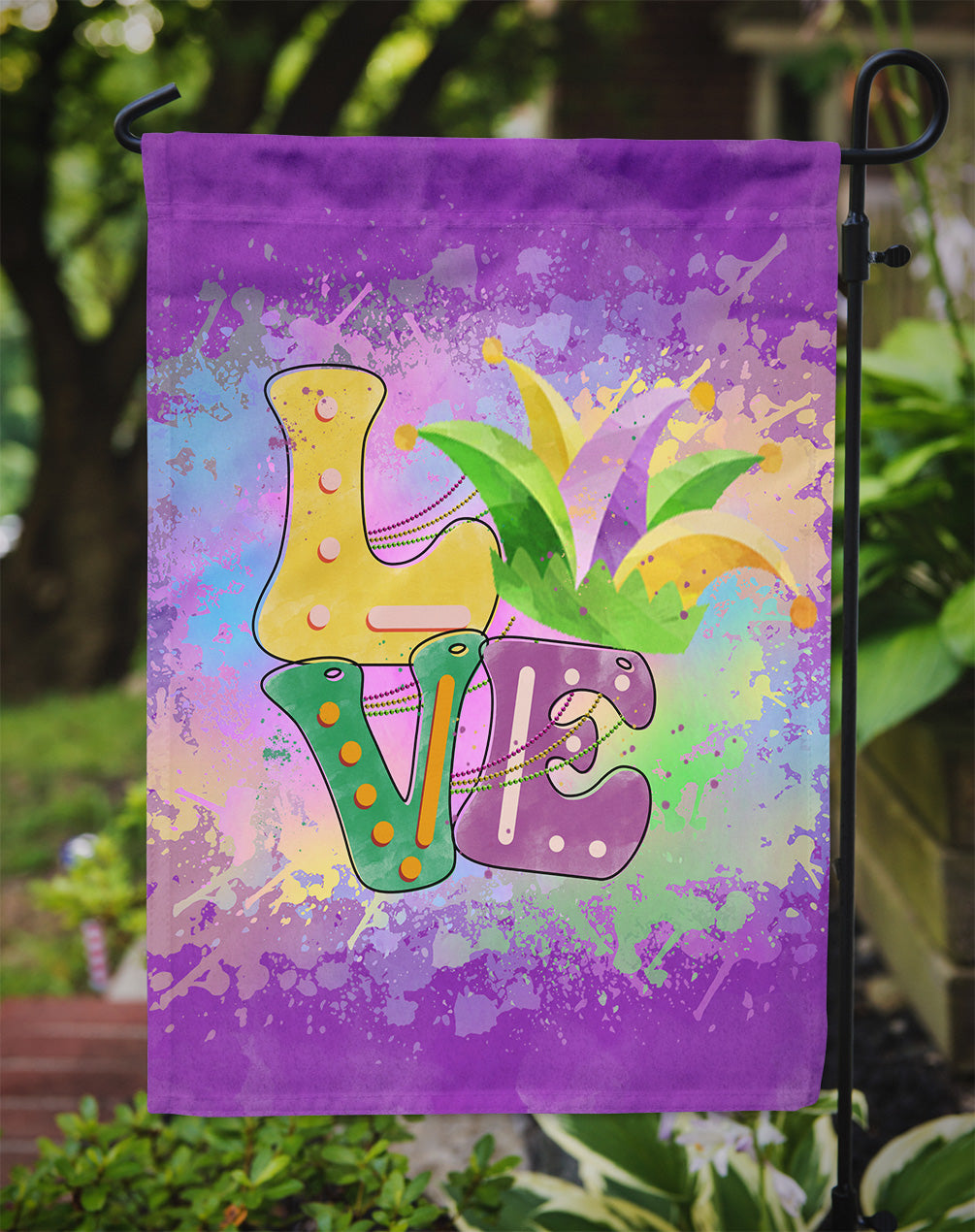 Love Mardi Gras Garden Flag
