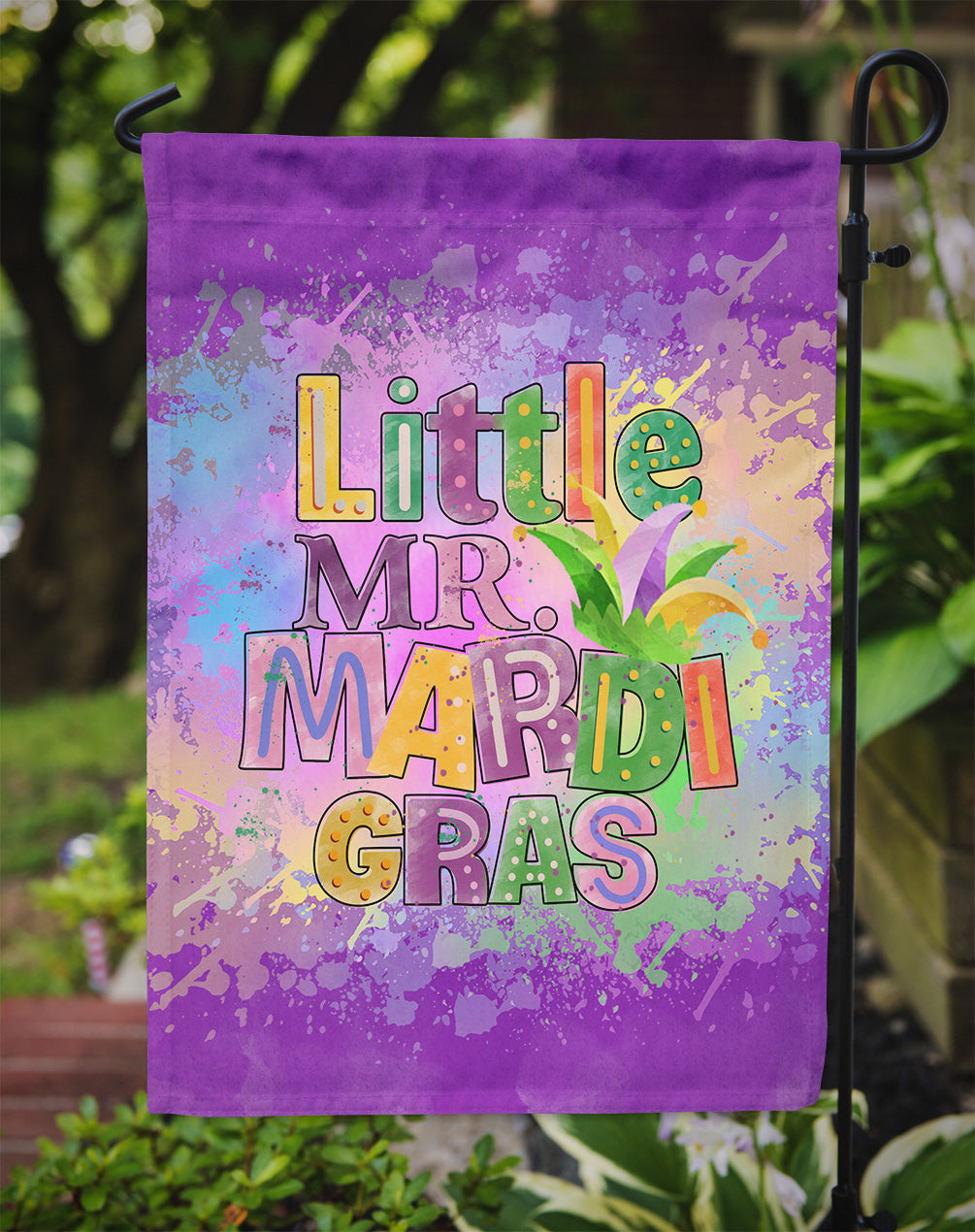 Little Mr. Mardi Gras Garden Flag