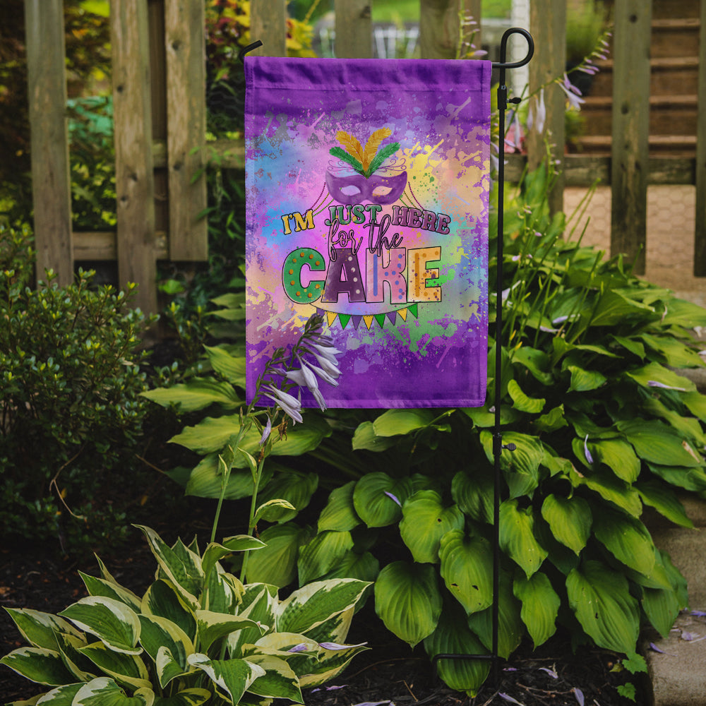 I am Just Here for Cake Mardi Gras Garden Flag