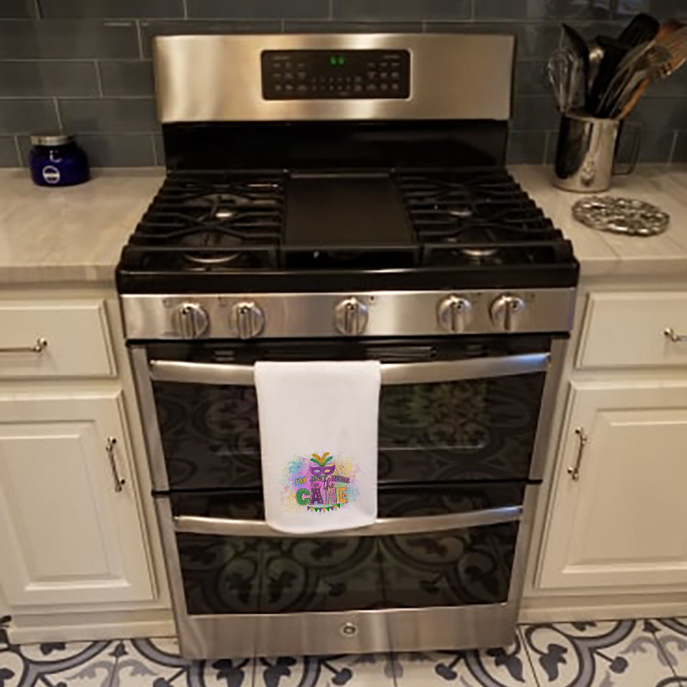 I am Just Here for Cake Mardi Gras Kitchen Towel Set of 2
